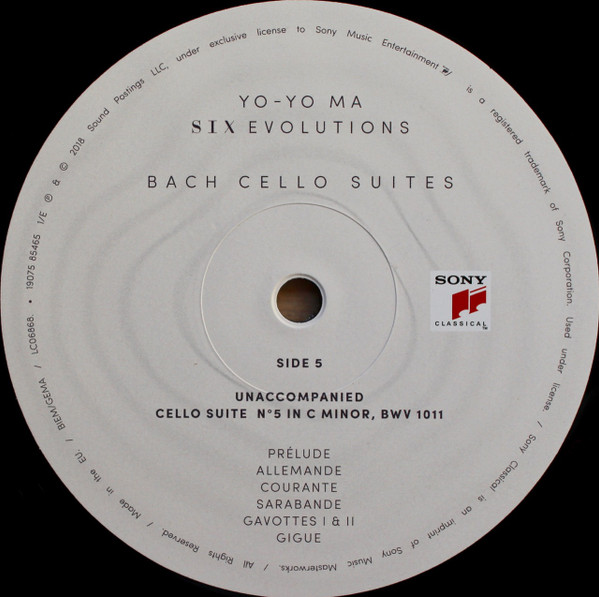 Yo-Yo Ma - Six Evolutions - Bach: Cello Suites (0190758546513)
