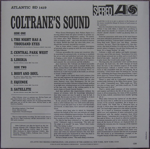 John Coltrane - Coltrane's Sound (SD 1419)