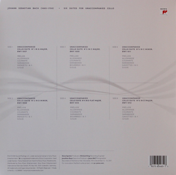 Yo-Yo Ma - Six Evolutions - Bach: Cello Suites (0190758546513)