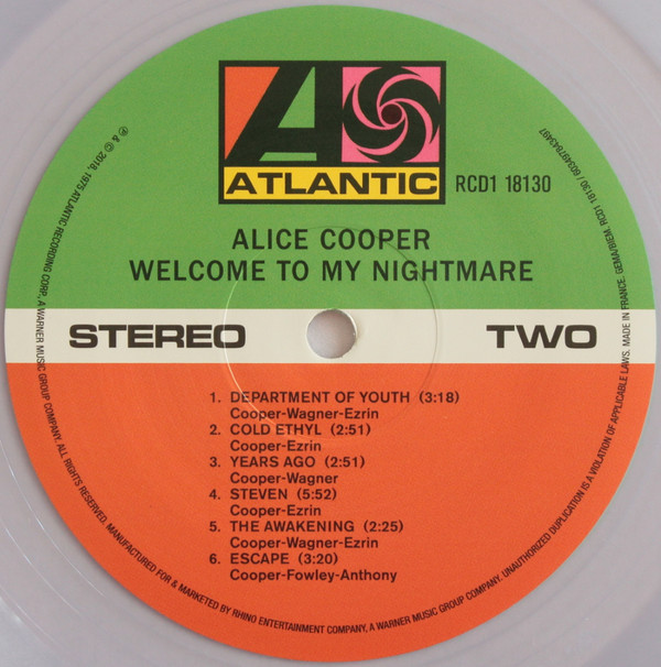 Alice Cooper - Welcome To My Nightmare [Limited Edition Clear Vinyl] (603497843497)