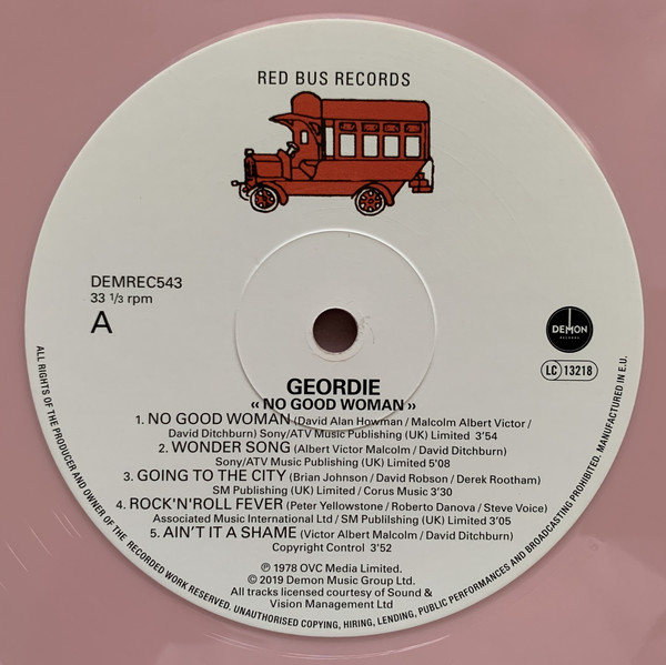 Geordie - No Good Woman [Pink Vinyl] (DEMREC543)