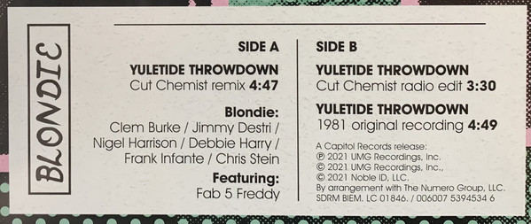 Blondie Featuring Fab 5 Freddy - Yuletide Throwdown (5394534/NUM1266)