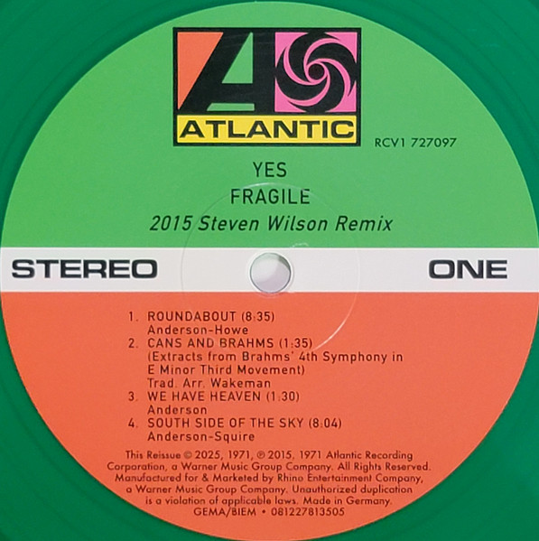 Yes - Fragile [Green Vinyl] [Steven Wilson Stereo Remix] (0081227813505)