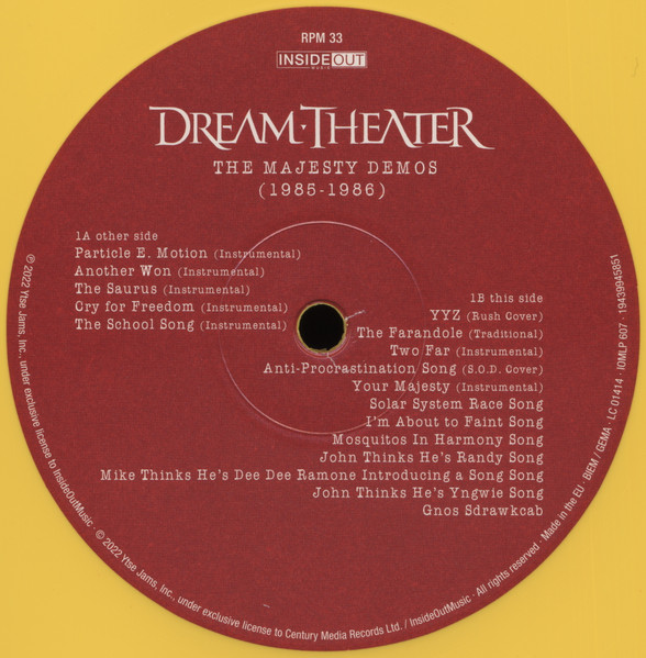 Dream Theater - Lost Not Forgotten Archives: The Majesty Demos (1985-1986) [Yellow Vinyl] (19439945851)
