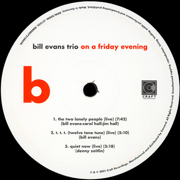 Bill Evans Trio - On A Friday Evening (00888072158634)