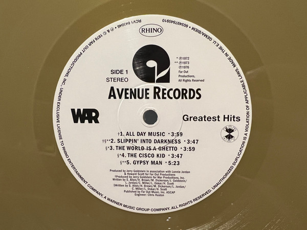 War - War Greatest Hits [Gold Vinyl] (603497845910)