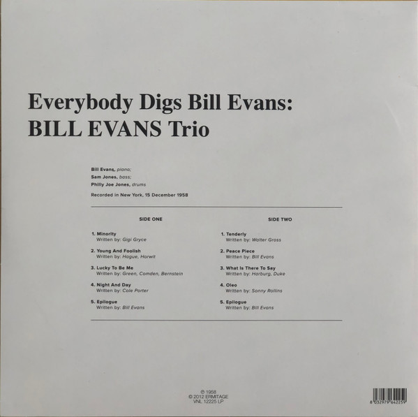 Bill Evans Trio - Everybody Digs Bill Evans [Clear Vinyl] (VNL 12225 LP)