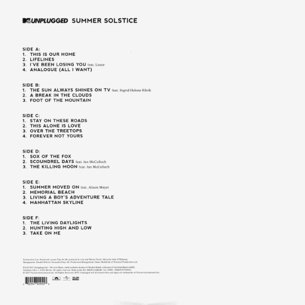 a-ha - MTV Unplugged [Summer Solstice] (00602557929553)