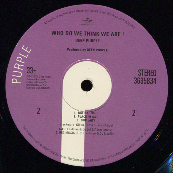 Deep Purple - Who Do We Think We Are (0600753635834)