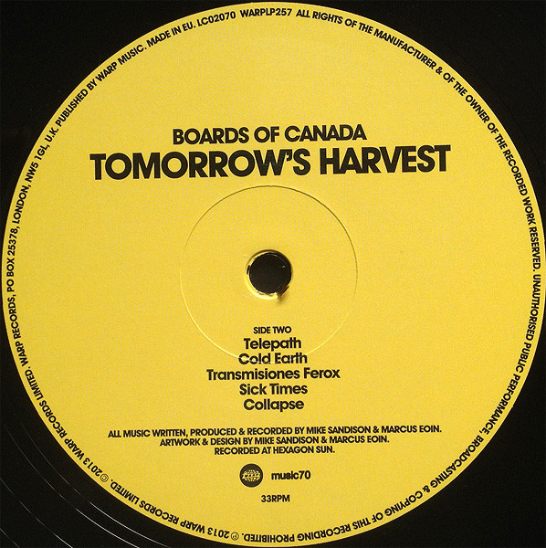 Boards Of Canada - Tomorrow's Harvest (WARPLP257)
