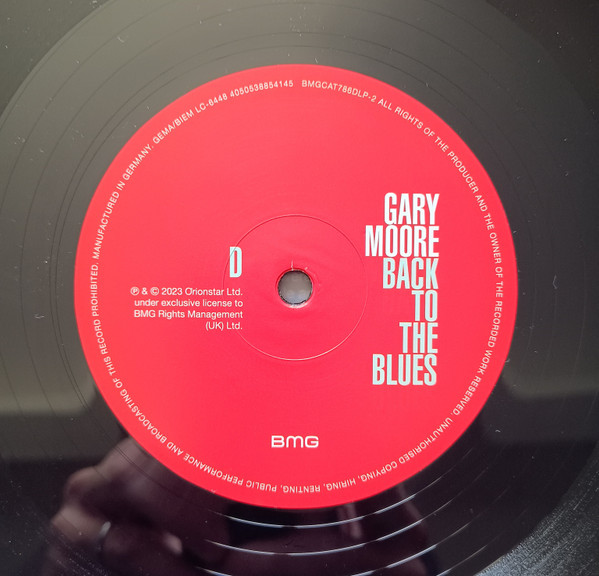 Gary Moore - Back To The Blues (BMGCAT786DLP)