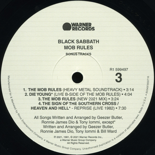 Black Sabbath - Mob Rules [40th Anniversary Edition] (603497850716)