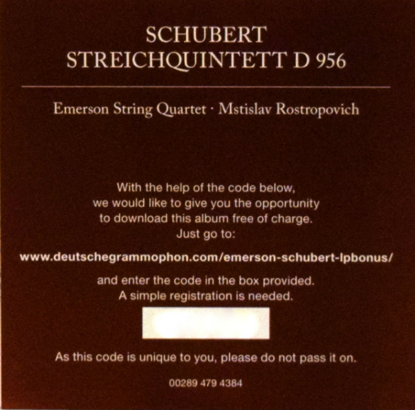 Mstislav Rostropovich - Emerson String Quartet - Schubert, Streichquintett C-Dur (00289 479 4384)