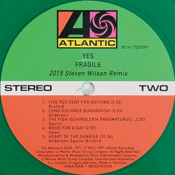 Yes - Fragile [Green Vinyl] [Steven Wilson Stereo Remix] (0081227813505)
