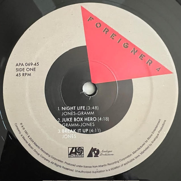 Foreigner - 4 [Atlantic 75 Audiophile Series] (0753088756962)