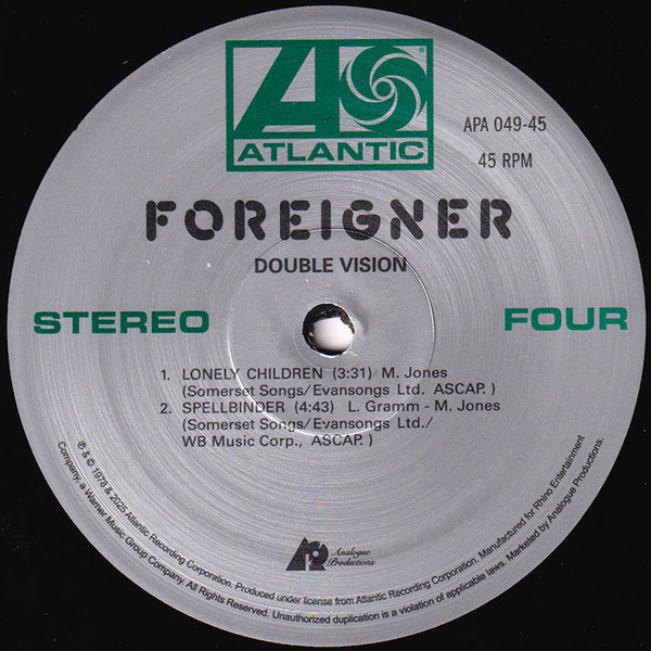 Foreigner - Double Vision [Atlantic 75 Audiophile Series] (0753088754975)