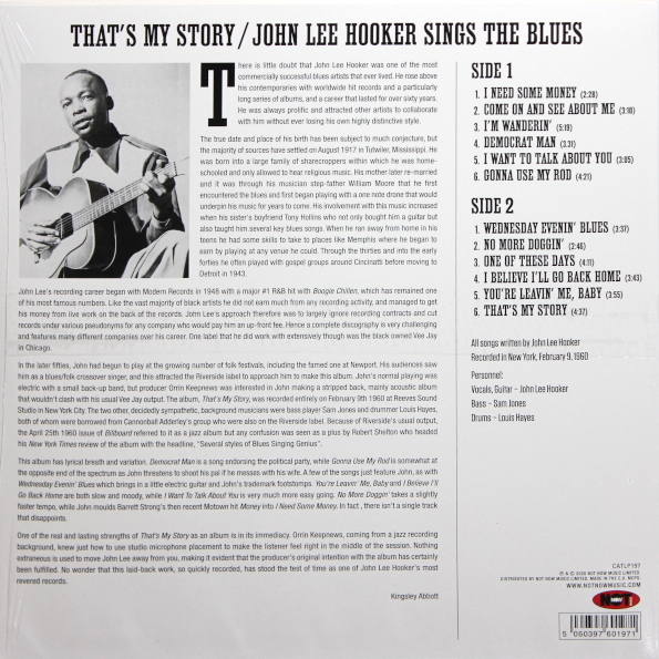 John Lee Hooker ‎- That's My Story - Sings The Blues (CATLP197)