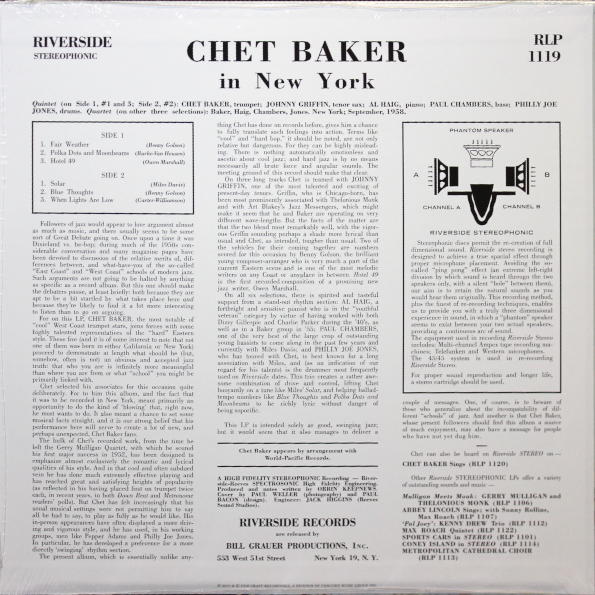 Chet Baker - In New York (RLP 1119)