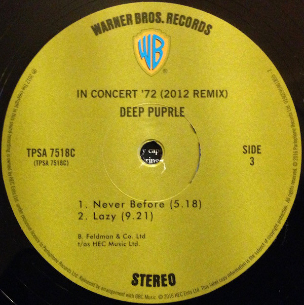 Deep Purple - In Concert '72 (0190295961855)