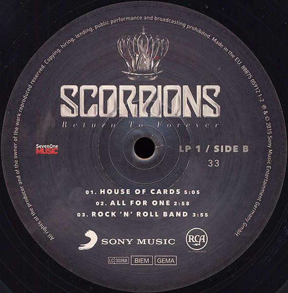 Scorpions - Return To Forever (88875 05912 1)