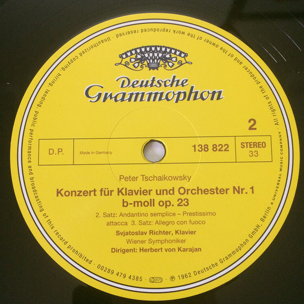 Sviatoslav Richter, Herbert von Karajan, Wiener Symphoniker ‎- Tschaikowsky: Klavierkonzert Nr.1 B-moll / Piano Concerto No. 1 In B Flat Minor (479 4385)