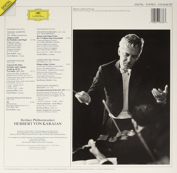 Herbert von Karajan / Berliner Philharmoniker ‎– Albinoni: Adagio, Pachelbel: Canon (479 6336)