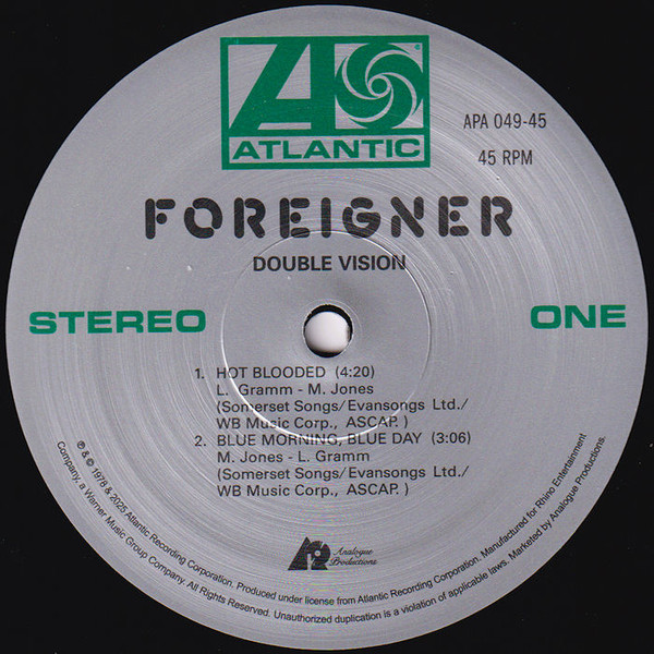 Foreigner - Double Vision [Atlantic 75 Audiophile Series] (0753088754975)