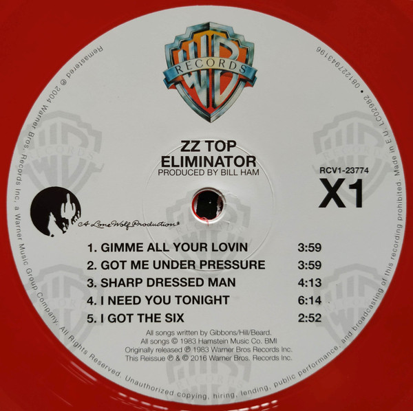 ZZ Top - Eliminator [Red Vinyl] (081227943196)