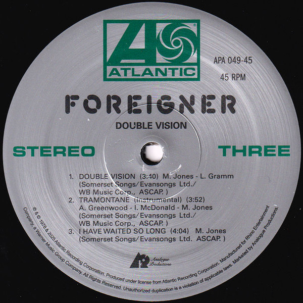 Foreigner - Double Vision [Atlantic 75 Audiophile Series] (0753088754975)