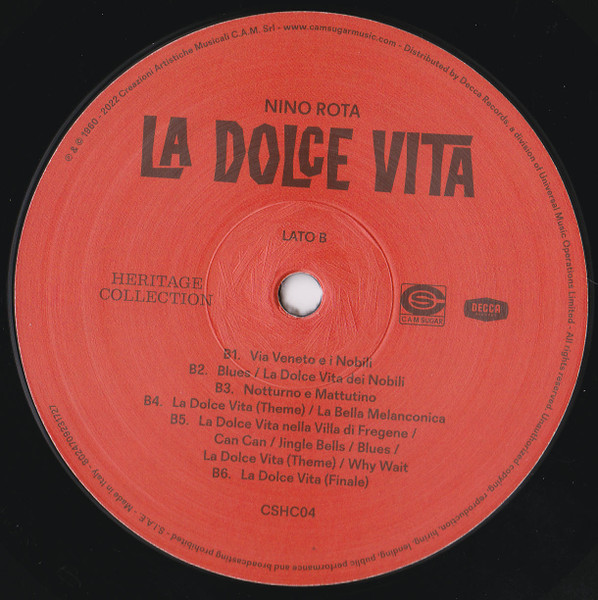 Nino Rota - Fellini's La Dolce Vita [Original Motion Picture Soundtrack] (CSHC04)