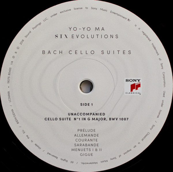 Yo-Yo Ma - Six Evolutions - Bach: Cello Suites (0190758546513)