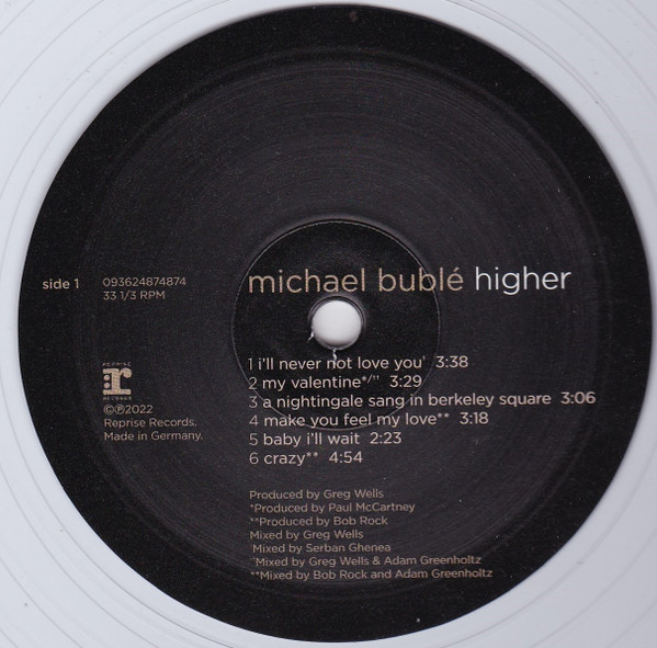 Michael Buble - Higher [Crystal Clear Vinyl]  (093624874874)