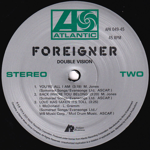 Foreigner - Double Vision [Atlantic 75 Audiophile Series] (0753088754975)