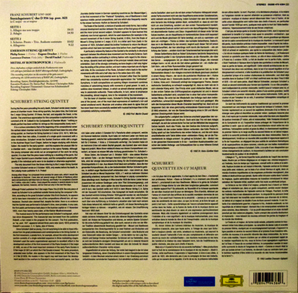 Mstislav Rostropovich - Emerson String Quartet - Schubert, Streichquintett C-Dur (00289 479 4384)