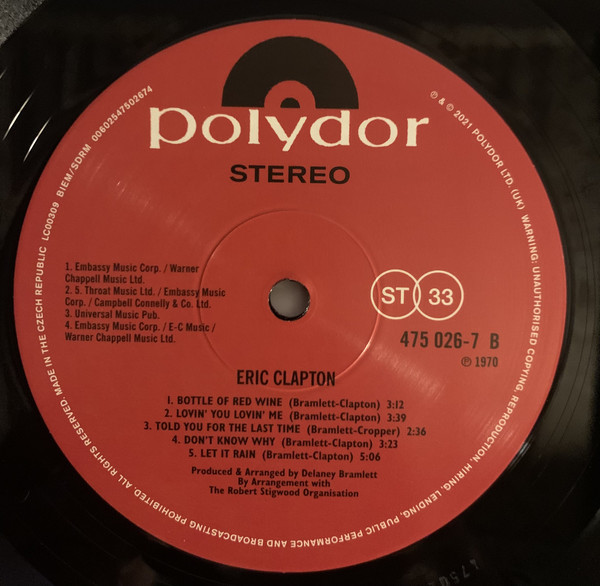 Eric Clapton - Eric Clapton (475 026-7)